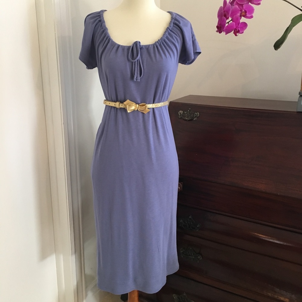 French Blue Tie Neck Double Layer Knit Talbots
